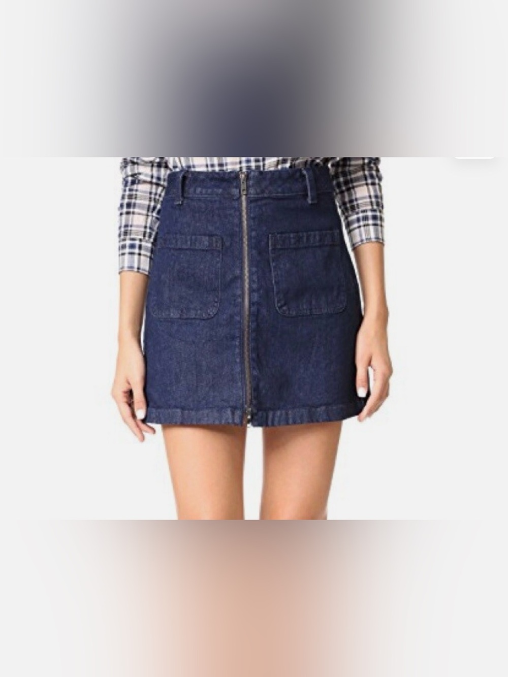 Madewell Denim Zipper Mini Jean Skirt 30 Blue Dark Wash Pockets
